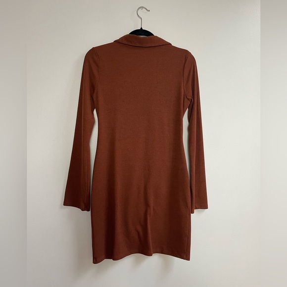 Lulus A Little Prep Rust Brown Button-Up Bodycon Mini Dress - Picture 8 of 8